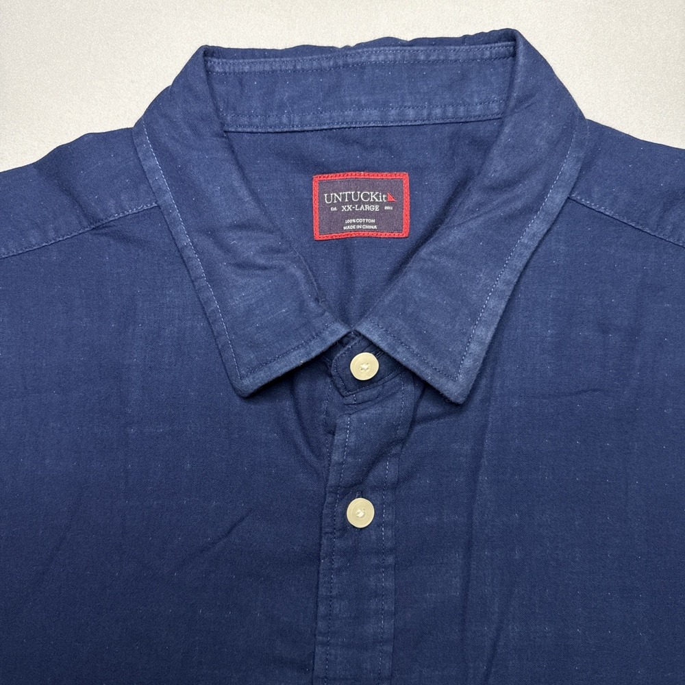 UNTUCKit Abbuoto XXL Mens Blue Micro Polka Dot Short Sleeve Button Up Shirt
